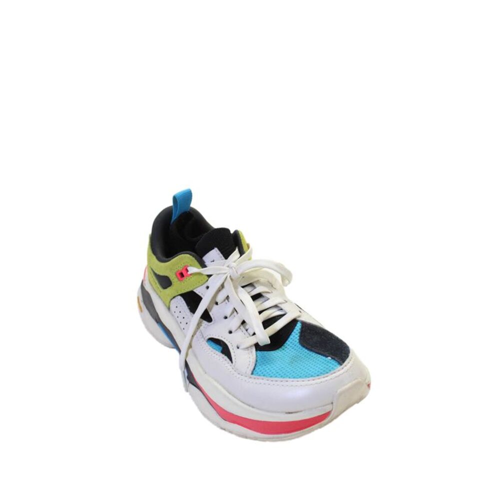 Brand Black Womens Lace Up Colorblock Trainers Sneakers White Multi Size 39